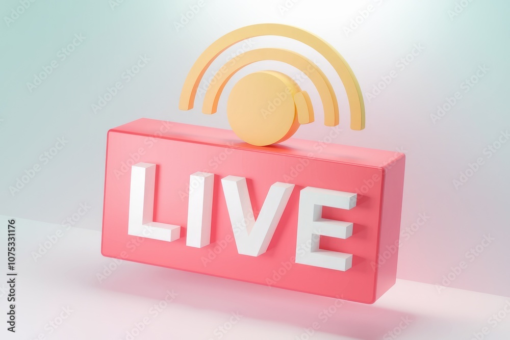 Poster 3D rendering of a live broadcast icon.