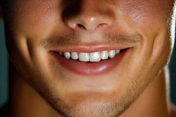 Fototapeta premium Hyper-realistic close-up of a smile, with natural, joyful expression and fine details of skin texture