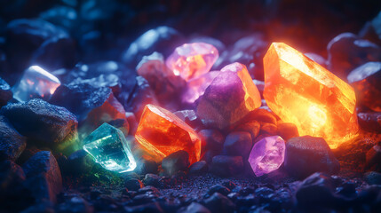 A bunch of different minerals different rocks