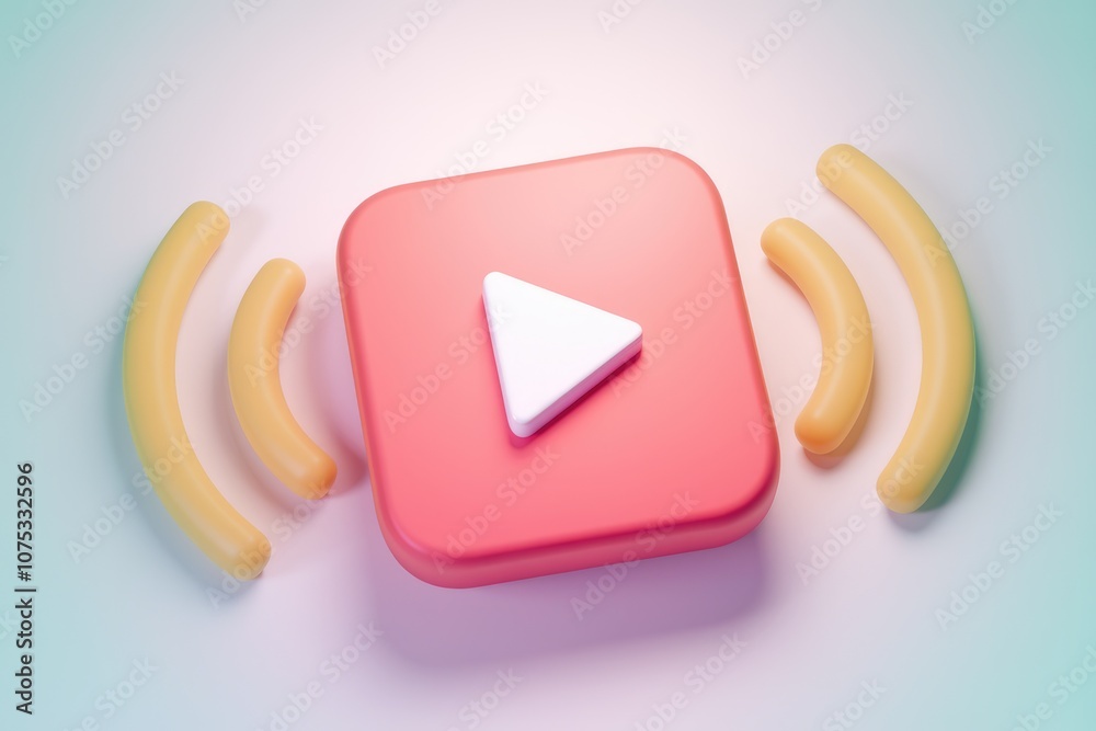 Aufkleber a 3d play button with yellow signal waves