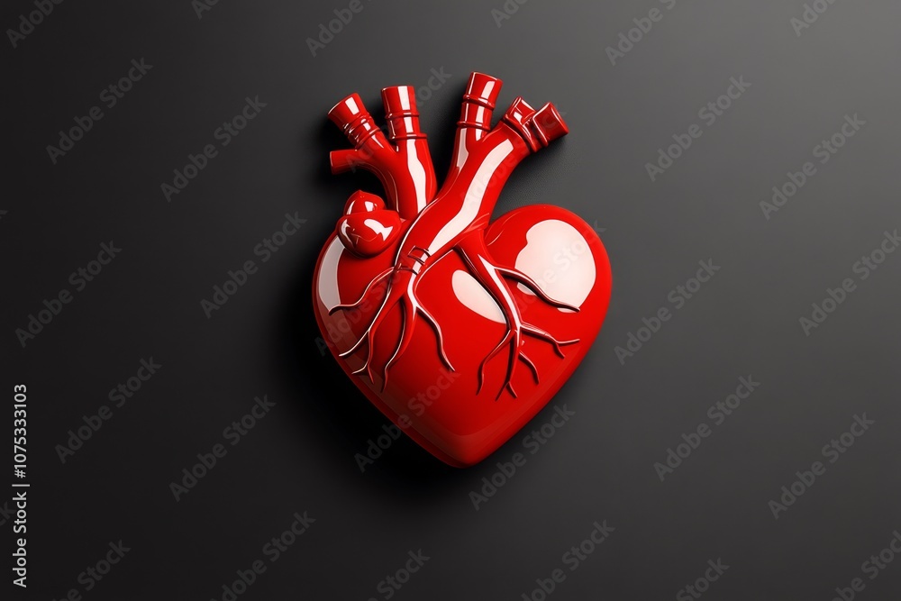 Aufkleber Simple icon of a heart with a small, centered shadow for subtle 3D effect, on a plain background