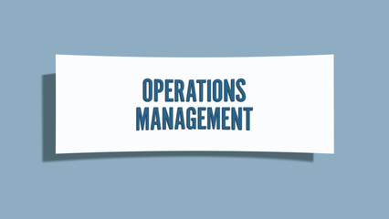 Operations Management. A card isolated on blue background.