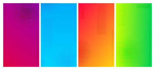 Set of abstract gradient geometric backgrounds with dots