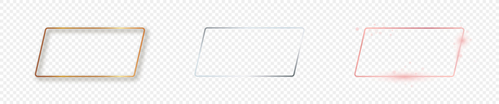 Set of three rounded parallelogram frames