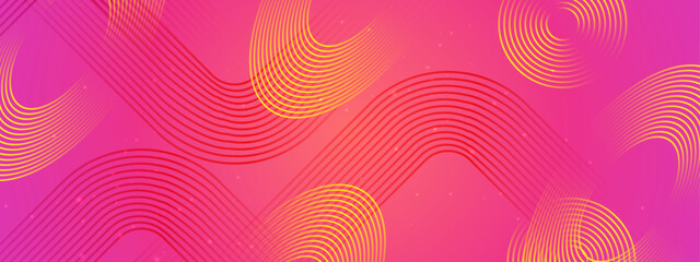 Red and Yellow Banner Geometric Lines Abstract Futuristic Ideal for Post, Background, Banner, Ad, Promo, Invitation, Etc