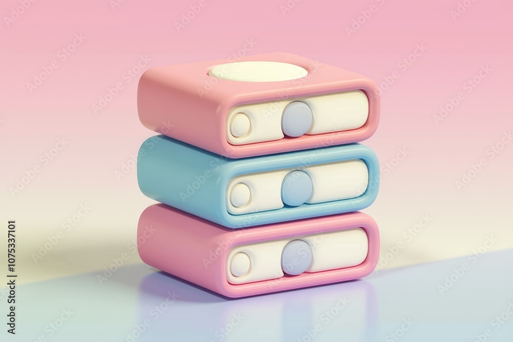Fototapete Stack of colorful  rectangular blocks with rounded edges.