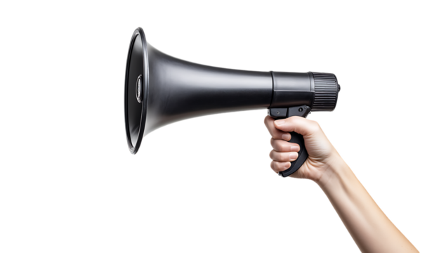 Hand holding megaphone