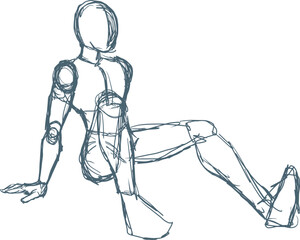 Design of sketch body man draw