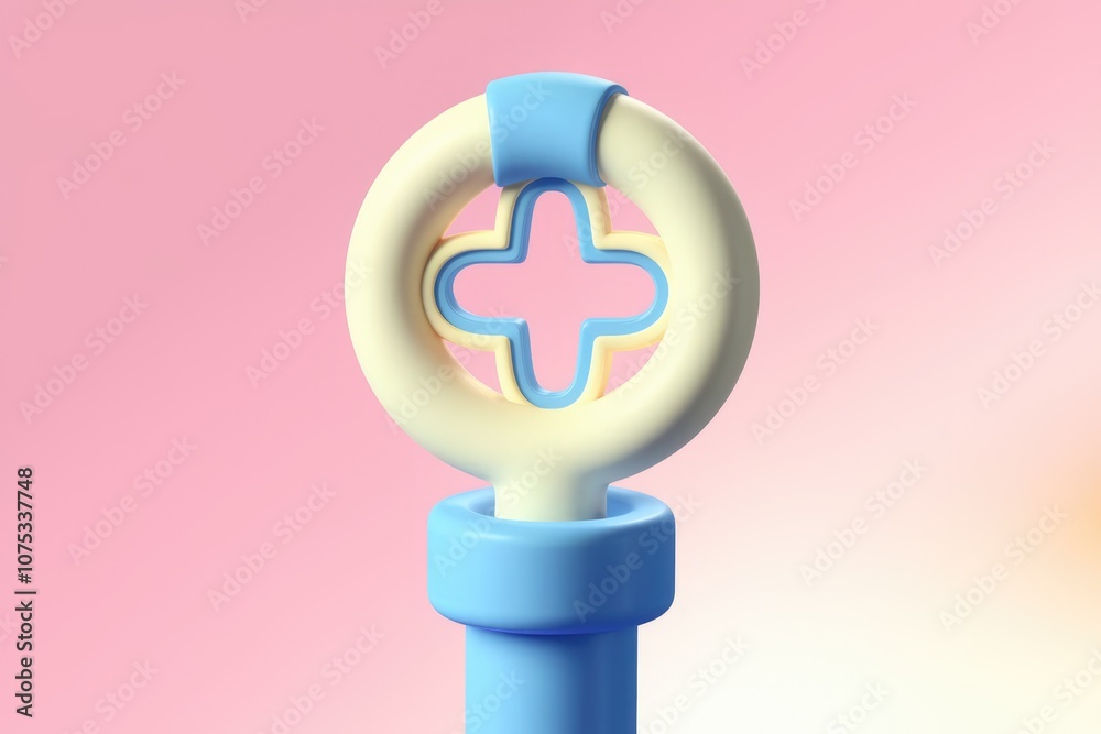 Aufkleber a 3d rendering of a blue and yellow cross shape.