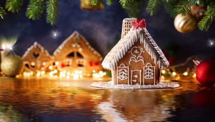 Fototapeta premium gingerbread house christmas concept panorama