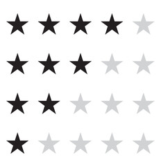 One to five star rating, rate us, review vector icon set isolated on grey background. Customer feedback concept. Vector illustration. 545