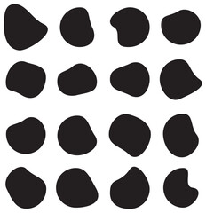 Random blob circles silhouette icon set. An arrangement of black organic shapes. Isolated on a white background. 545