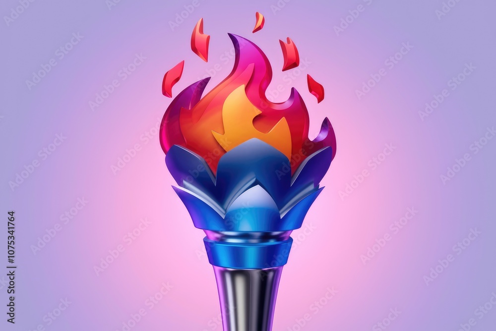 Aufkleber A 3D rendering of a colorful torch with flames.