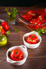 Delicious stuffed tomatoes with minced beef and rice.