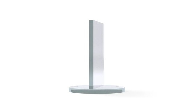 Blank transparent rectangle glass award, looped rotation
