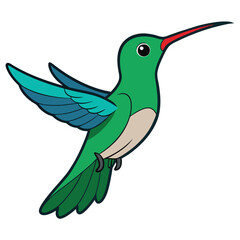 Cute cartoon hummingbird vector illustration white-background