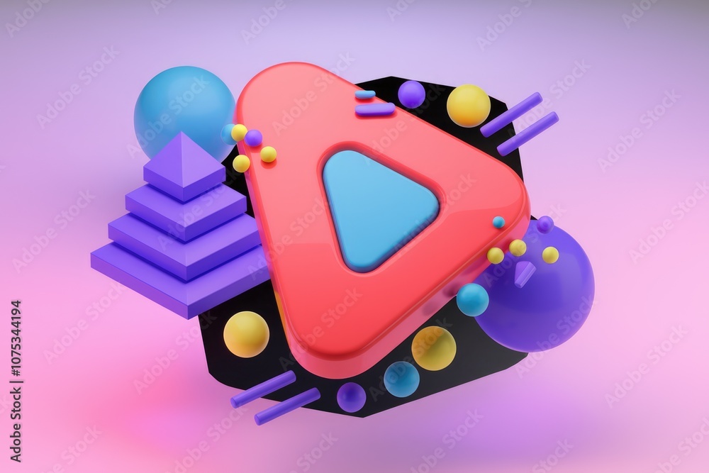 Poster Abstract 3D design with colorful geometric shapes.