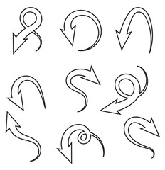 Set of Hand drawn vector arrows doodle on white background. design element vector illustration.