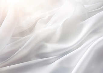 Obraz premium White fabric with soft texture and satin finish, showcasing flowing fabric folds, smooth surface, and elegant, airy, gentle curves.