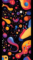 Colorful abstract pattern with organic shapes on a black background. AI generated illustration