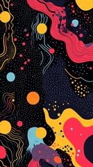 Colorful abstract pattern with organic shapes on a black background. AI generated illustration