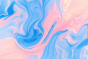A swirling abstract design featuring soft pink and blue hues.