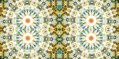 Seamless kaleidoscope pattern. The texture of the woven pattern. Endless pattern