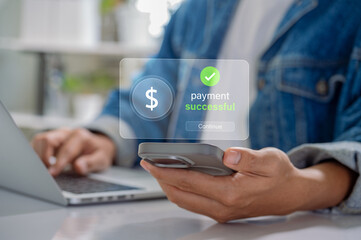 Mobile Finance and Secure Transaction. Payment Success Notification on Smartphone, Highlighting Safe, Convenient Digital Banking and Advanced Financial Technology Solutions