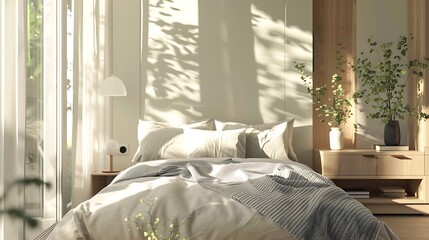 Beautiful Colored Mockup Bedroom Interior Blank Poster Decoration Art Background Image, generative AI