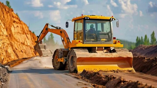 yellow bulldozer at work