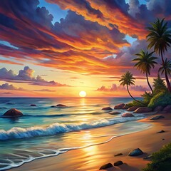 beautiful sunset on the beach