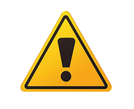 A vector silhouette of a yellow triangle sign with a black exclamation mark, on a transparent background. created with Generative AI technology - Powered by Adobe