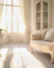 Elegant Art Nouveau living room background with soft bokeh and pastel tones for stylish d?cor
