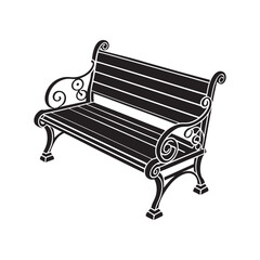 Bench silhouette vector art illustration file . 