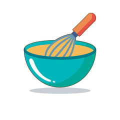 Bowl with whisk vector art illustration file