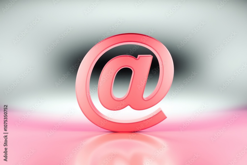 Poster a pink 3d at symbol on a gradient background.