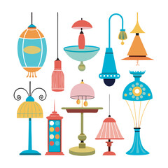 Lamp set various vector art illustration file 