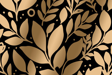 Luxurious golden botanical background. Printable wallpapers, covers, wall art, greeting card, wedding cards, invitations.