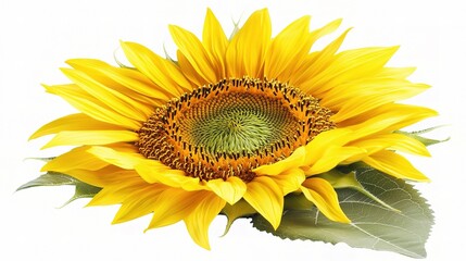 Naklejka premium Bright and Vibrant Sunflower Isolated on White Background, Showcasing the Intricate Details of Petals and Seeds, Perfect for Nature and Floral Themed Designs