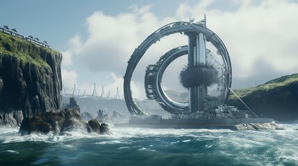 Fototapeta premium A photo of a tidal energy installation.