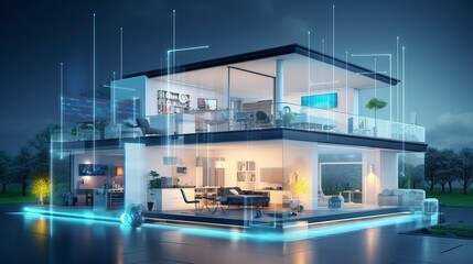 Obraz premium A photo of a smart energy-efficient home