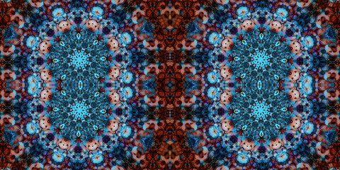 Seamless kaleidoscope pattern. The texture of the woven pattern. Endless pattern