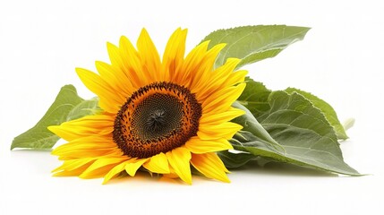 Obraz premium A Bright and Vibrant Sunflower Isolated on a White Background, Perfect for Nature Lovers and Floral Enthusiasts Seeking Cheerful Imagery