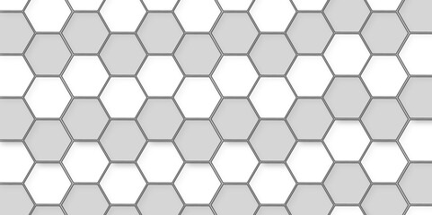 Abstract white background with hexagon and hexagonal background. Luxury white pattern with hexagons. abstract 3d hexagonal background with shadow. 3D futuristic abstract honeycomb mosaic background.