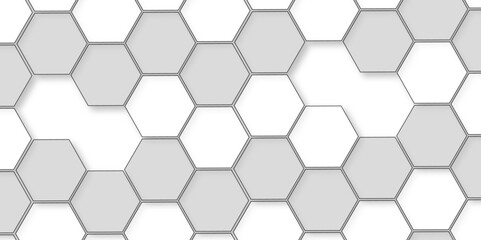 Abstract white background with hexagon and hexagonal background. Luxury white pattern with hexagons. abstract 3d hexagonal background with shadow. 3D futuristic abstract honeycomb mosaic background.