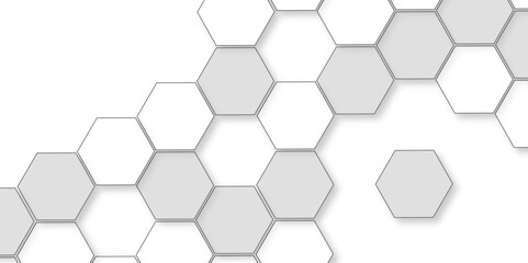 Abstract white background with hexagon and hexagonal background. Luxury white pattern with hexagons. abstract 3d hexagonal background with shadow. 3D futuristic abstract honeycomb mosaic background.