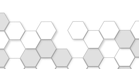 Abstract white background with hexagon and hexagonal background. Luxury white pattern with hexagons. abstract 3d hexagonal background with shadow. 3D futuristic abstract honeycomb mosaic background.