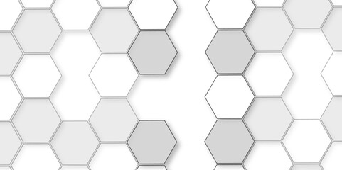 Abstract white background with hexagon and hexagonal background. Luxury white pattern with hexagons. abstract 3d hexagonal background with shadow. 3D futuristic abstract honeycomb mosaic background.