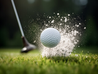 Golf, golf ball in a dynamic shot.