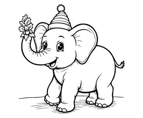Christmas Elephant Coloring Page